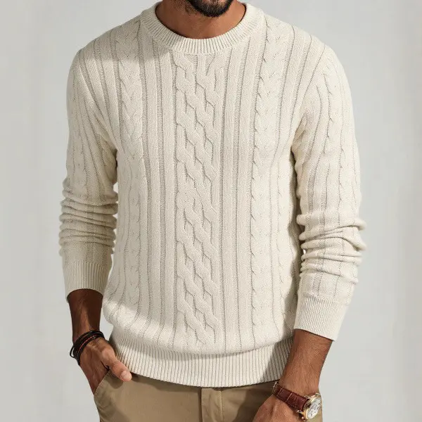 Mens Round Neck Long-sleeve Casual All Matching