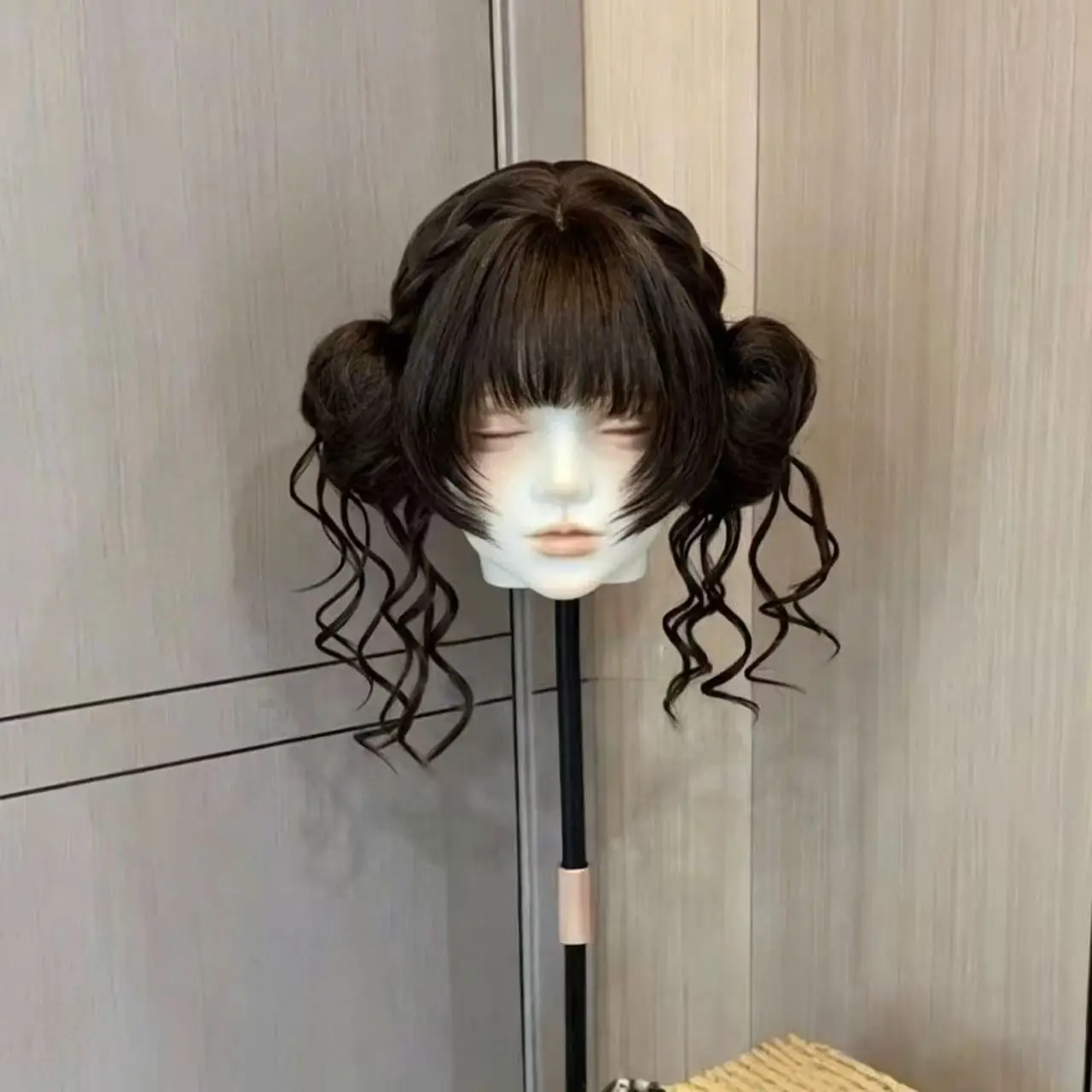 Long Wavy Hair Cute Bun-style Wig