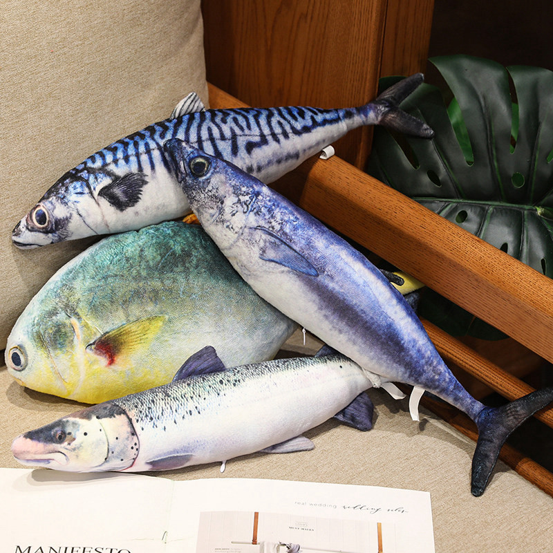 Sea Fish Pomfre Tuna And Saury Throw Pillow Plush Toy