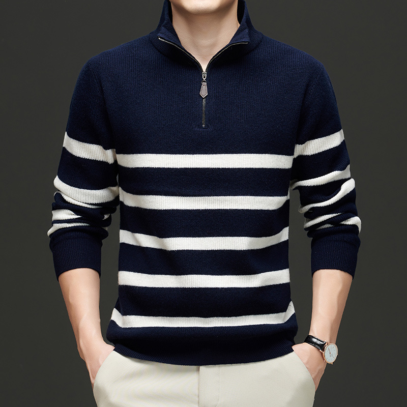 Fashionable Korean-style Striped Sweater For Men