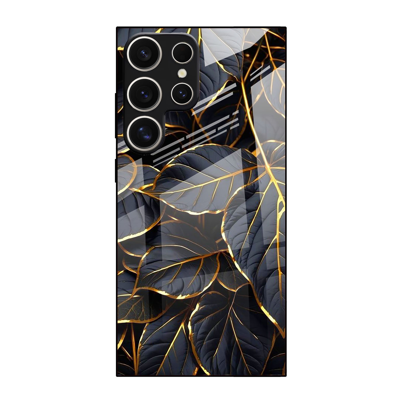 Glass Phone Case Golden Leaf Protective Cover