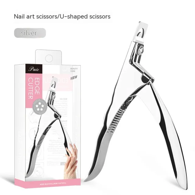Flat Mouth U shaped Scissors Nail Tip Pliers Extension Nail Trimming Tool Silver - Shop at LoveMi