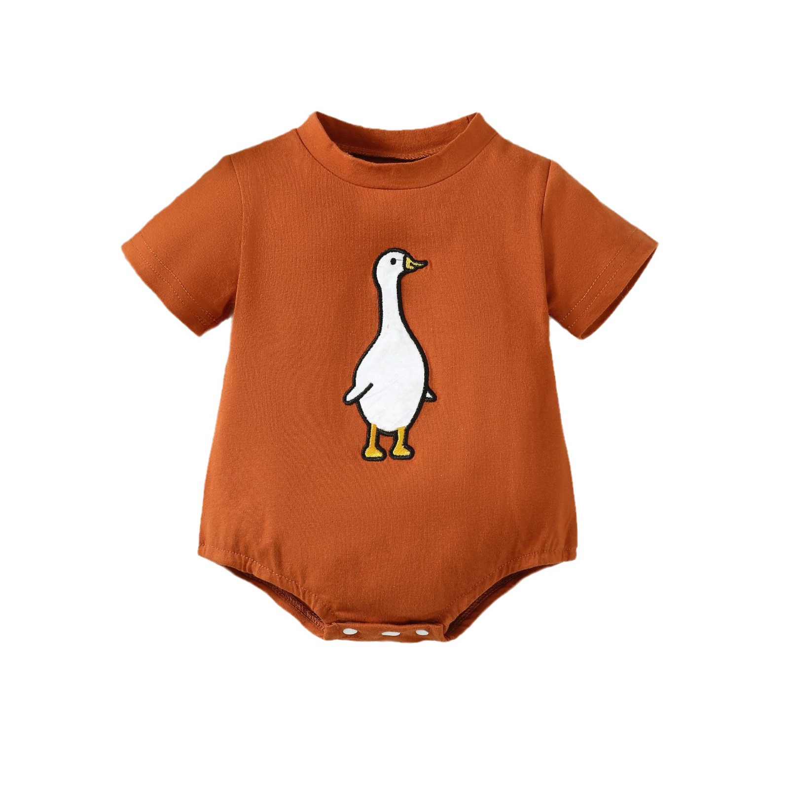 Solid Color Cute Duck Short Sleeved Jumpsuits