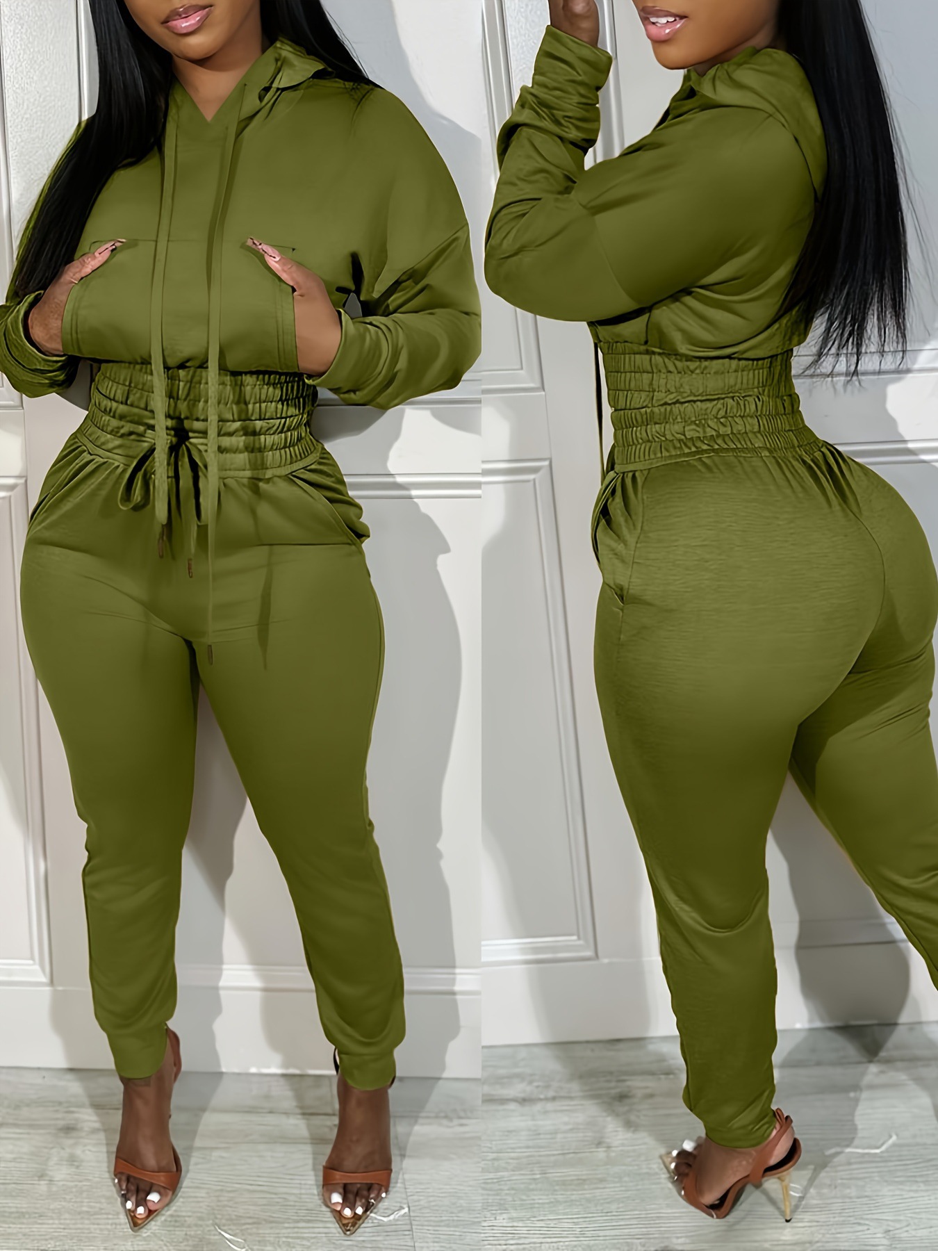 Girdle Casual Hoodie And Cuff Jogging Sweatpants