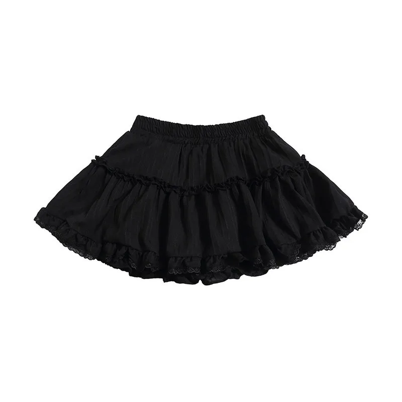 French Ballet Style White Puffy Cake Dress - Black