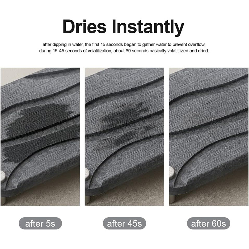 رف تجفيف سريع بمسكة لوضع الأطباق مصنوعة من دياتوميت لامتصاص الماء وتخزين أدوات المطبخ