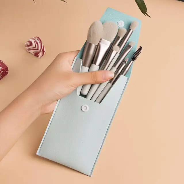 Beauty Tools 8 Mini Makeup Brushes Suit Green Envelope Package - Shop at LoveMi
