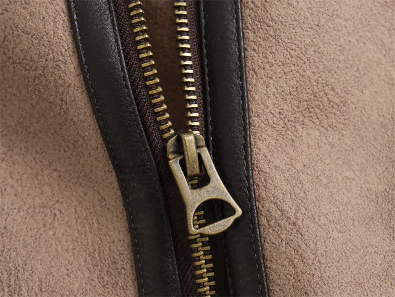 Women's Loose Long Sleeve Lamb Wool Splicing Coat