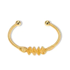 Bohemian Style Metal Steel Wire Spiral Laid Titanium Steel Bracelet - Gold - View 1