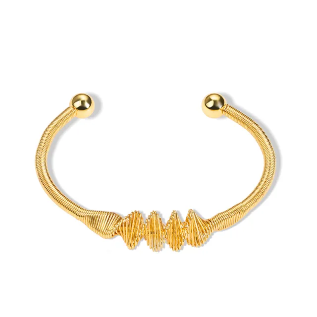 Bohemian Style Metal Steel Wire Spiral Laid Titanium Steel Bracelet Gold - Shop at LoveMi