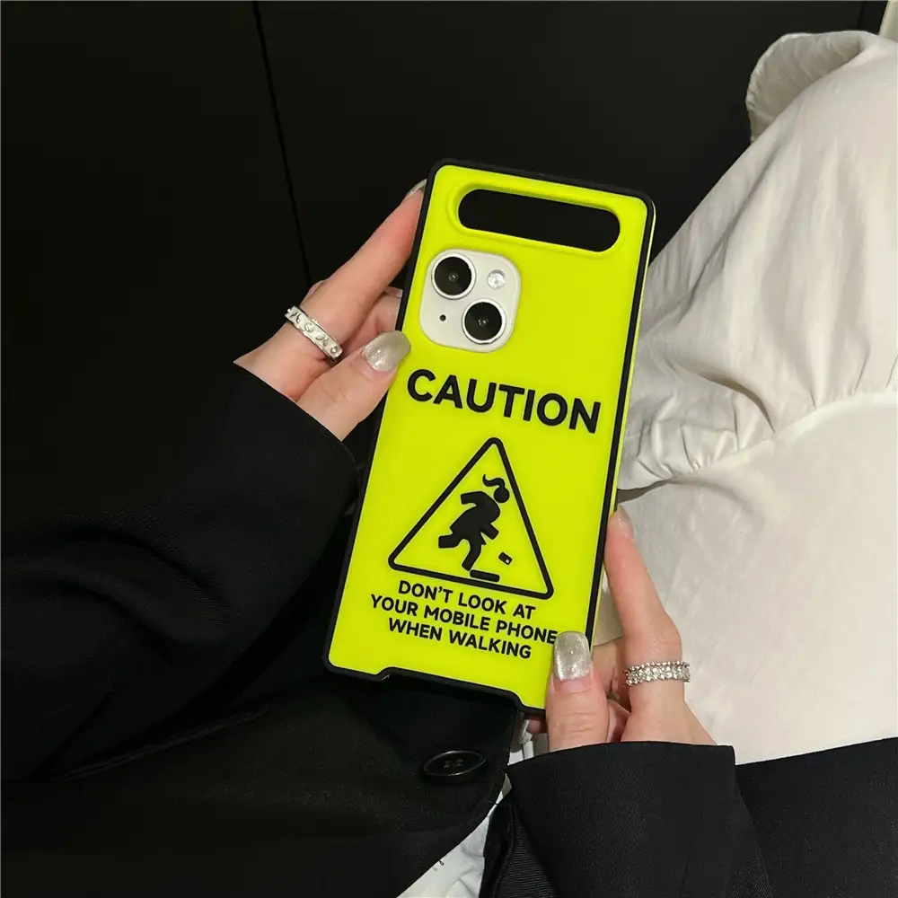 Cartoon Niche Drop-resistant Warning Sign Luminous Phone Case