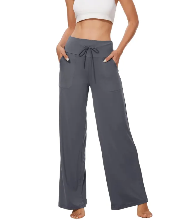 Women's Pajama Printed Wide leg Pants High Waist Gray - Shop at LoveMi