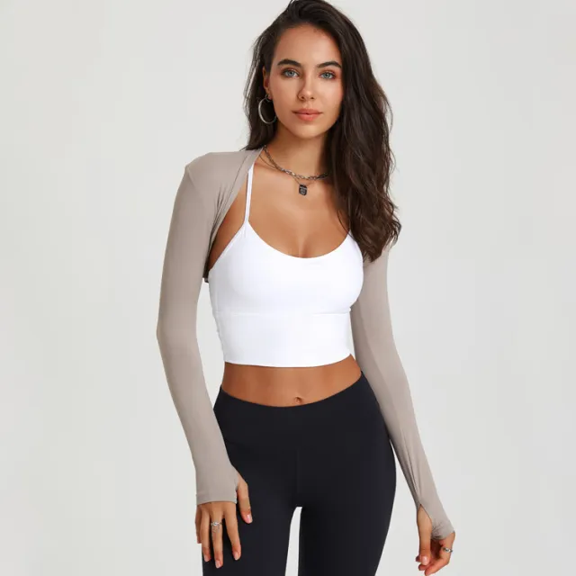Sports Long sleeved Yoga Dance Shawl Milk Coffee Color - Shop at LoveMi