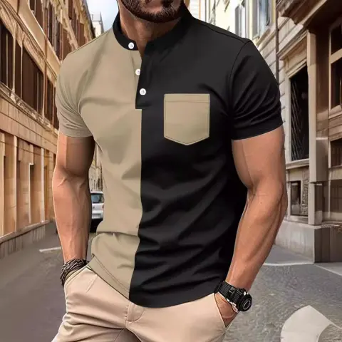 Trendy Cloth Color Matching Thin Top for Men
