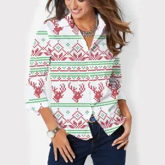 Women's Button Lapel Long Sleeve Shirt - Ncsc0003-Xxxxl - View 1