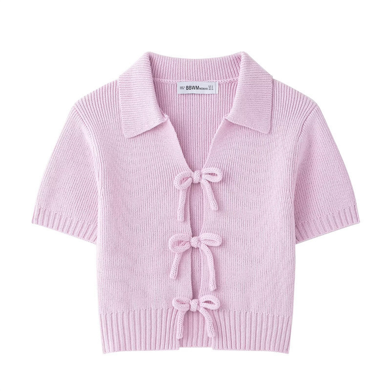 Fashion Bowknot Decorative Knitted Top