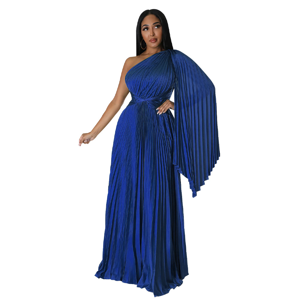 One-Shoulder Pleated Maxi Dress, picture 7 of 9