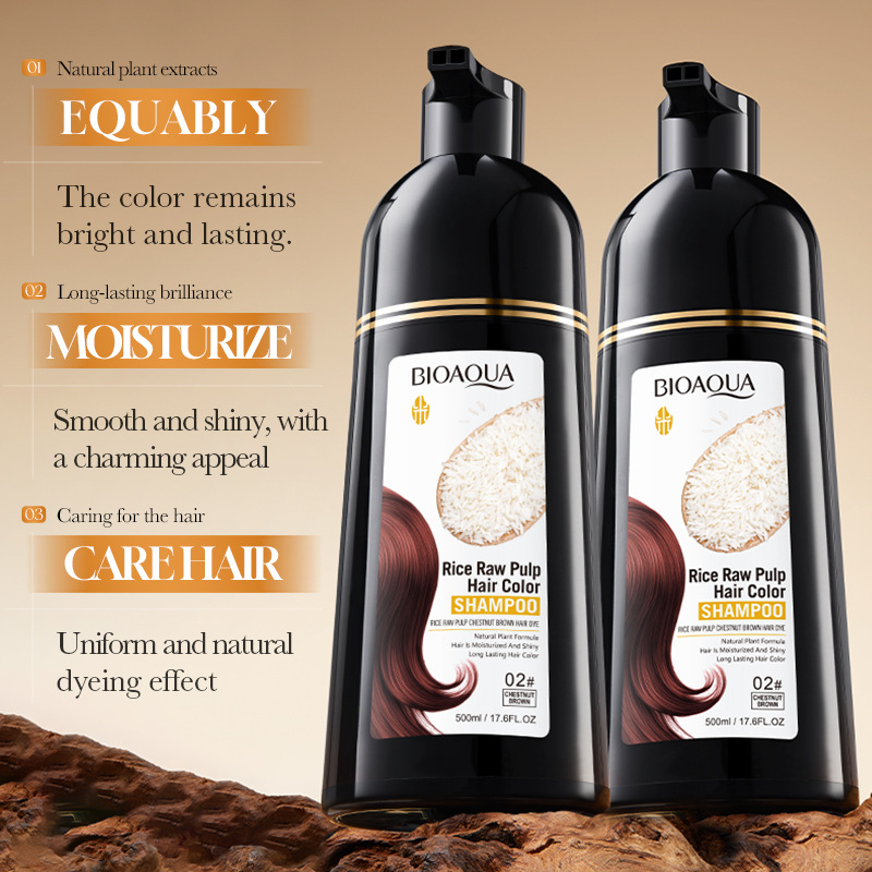 All-English BIOAOUA Rice Extract Chestnut Brown Black Hair Dye 2