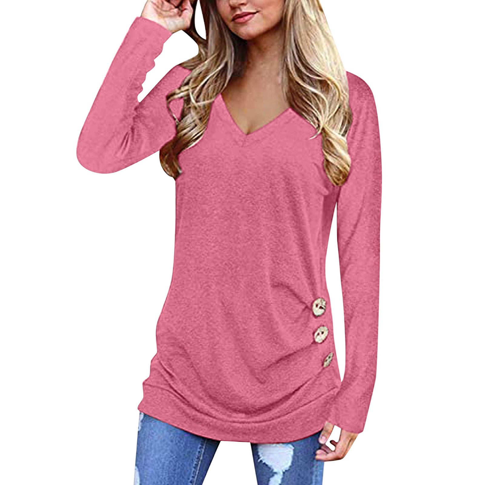 Title 8, V-Neck Solid Color Women