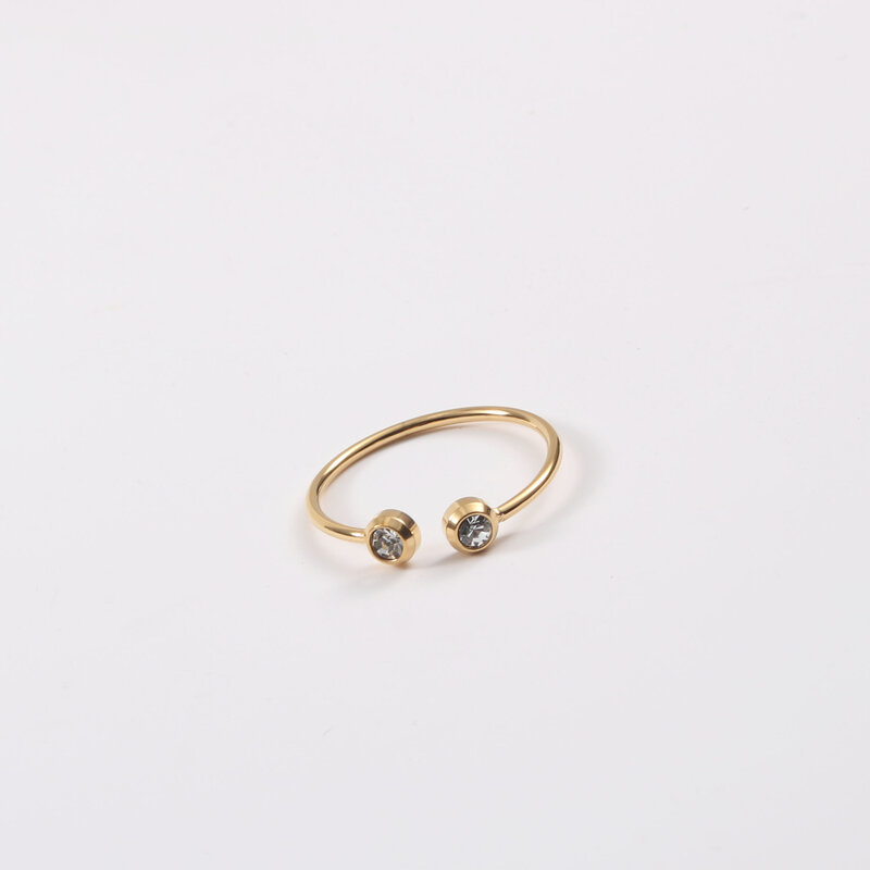 Titanium Steel Plating 18K Gold Fine Rhinestone Ring