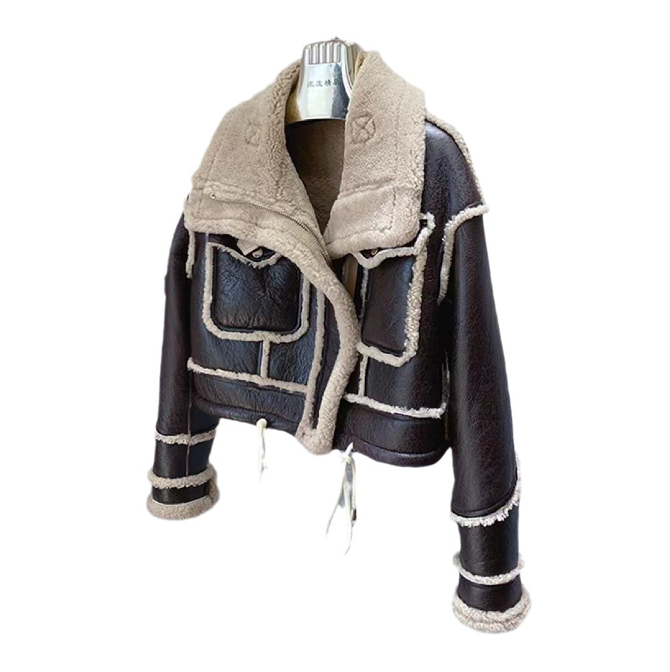 Girls Fur Coat Thickening Stand Collar