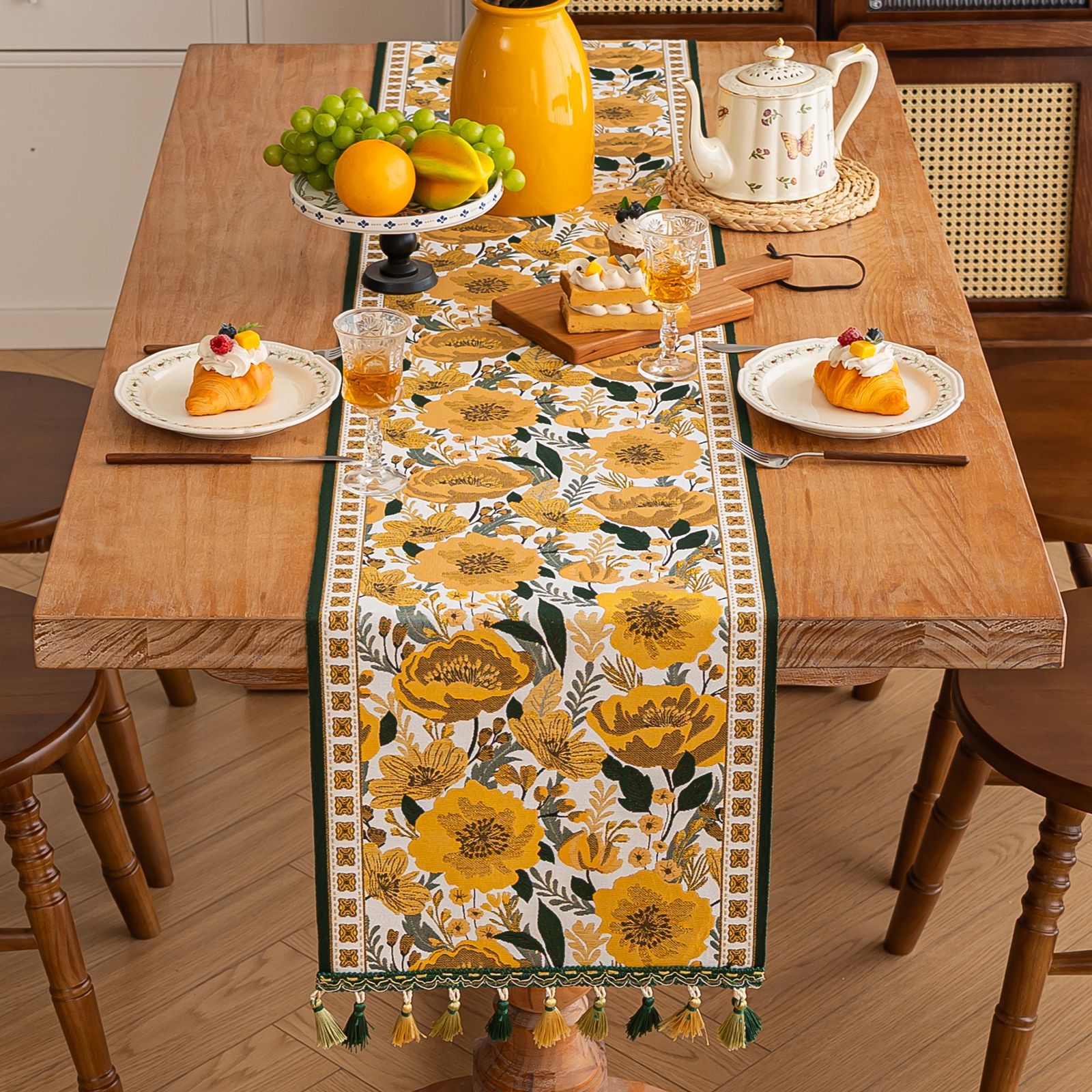 Retro Style Dining Fabric Atmosphere Tablecloths Table Runners