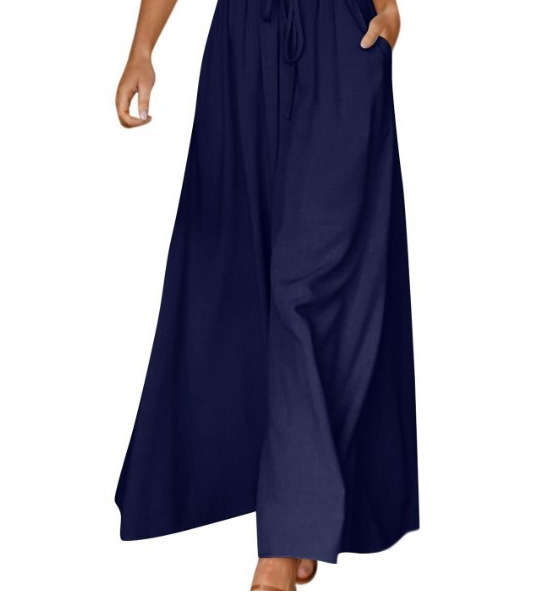 Women's Wide-leg Pants Elastic Waistband Wide Leg High Waist Long Culottes