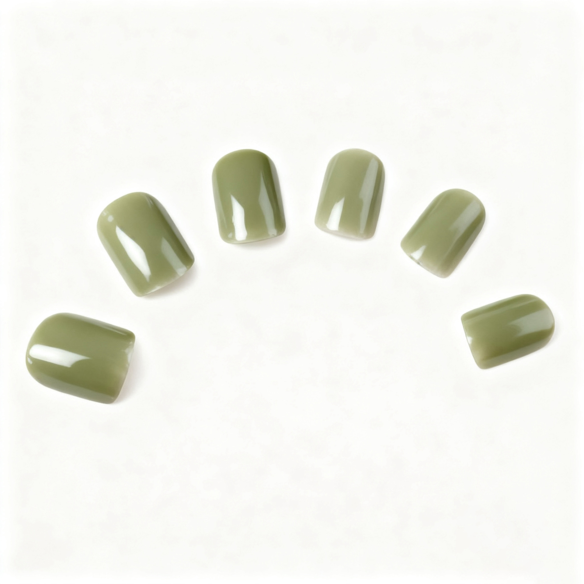 Simple Bean-green Fake Nails