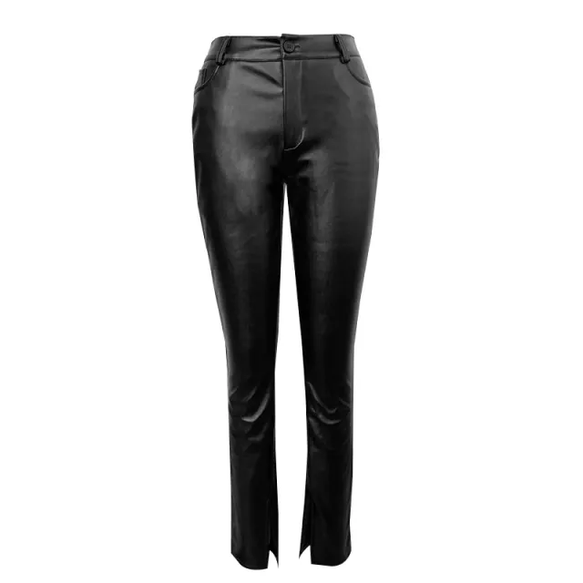 Casual Pants High Waist Slimming And Tight Women Leather Pants Black - Shop at LoveMi