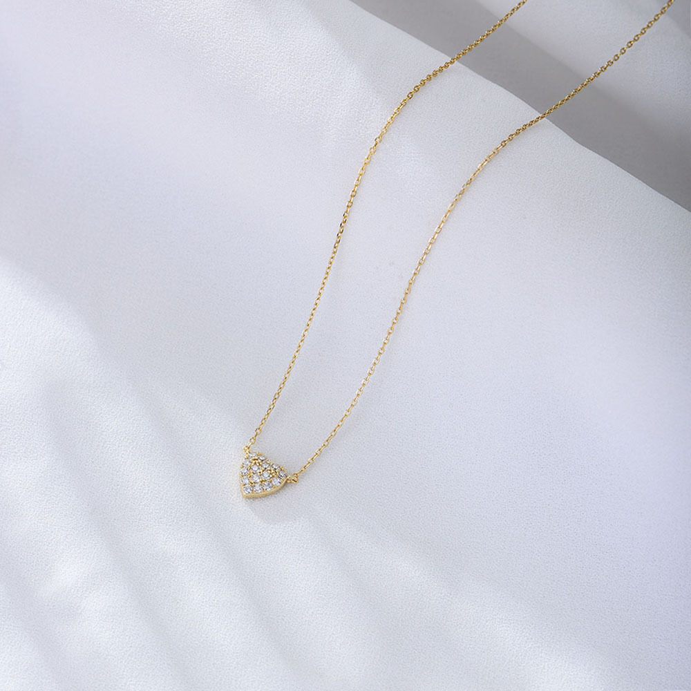 Silver Heart-shaped Zircon Necklace For Women