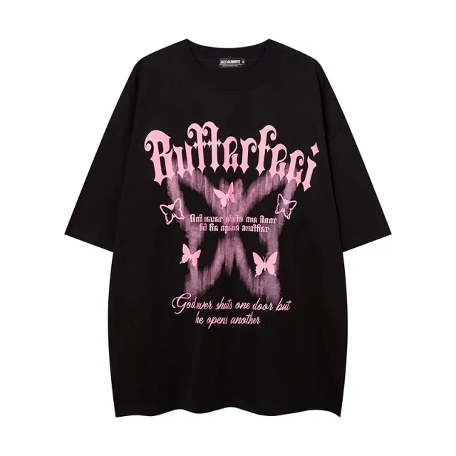 American High Street Butterfly Printed T shirt For Men And Women Black - Shop at LoveMi