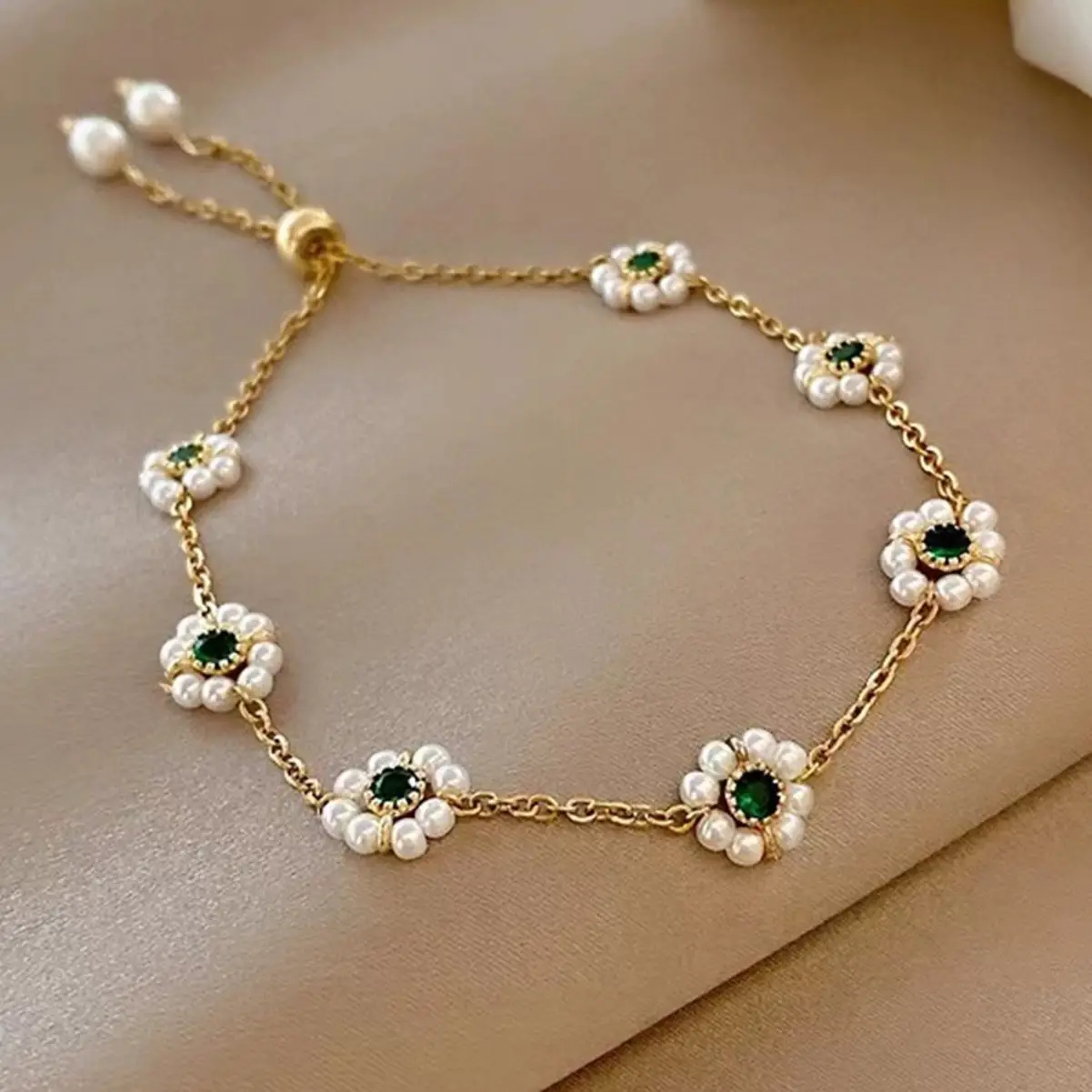 Pearl Flowers Bracelet All-match Fashion Adjustable Chain