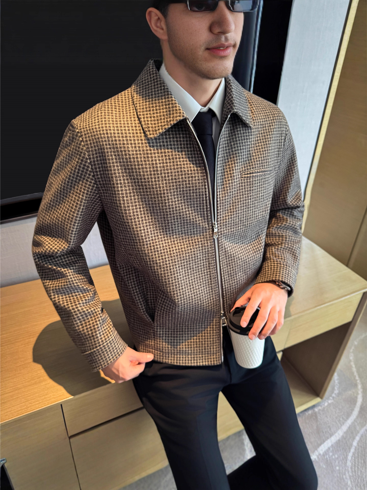 Houndstooth Plaid Jacket