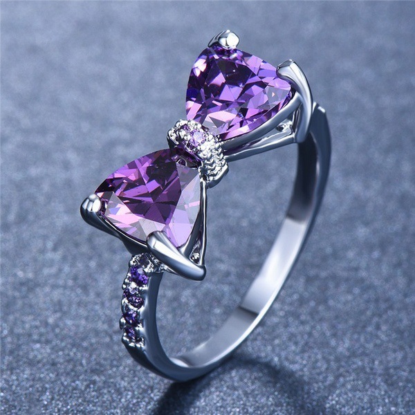 Purplish Red Zircon Ring Colorful Crystals Fashion