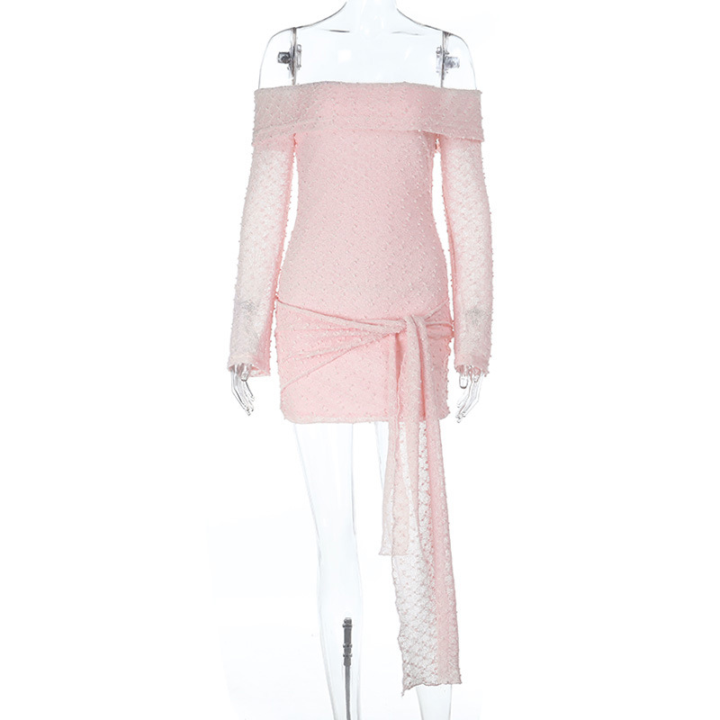 Textured Fabric One shoulder Tie Dress Red - Shop at LoveMi