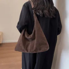 New Frosted Tote Fashion Commuter Large Capacity Large Shoulder Bag - Coffee - View 1