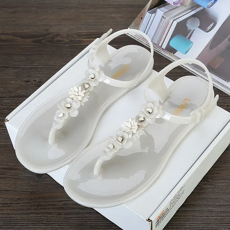 Handmade Flower Plastic Sandals Women's Summer Flip-flops T-shaped Buckle Non-slip