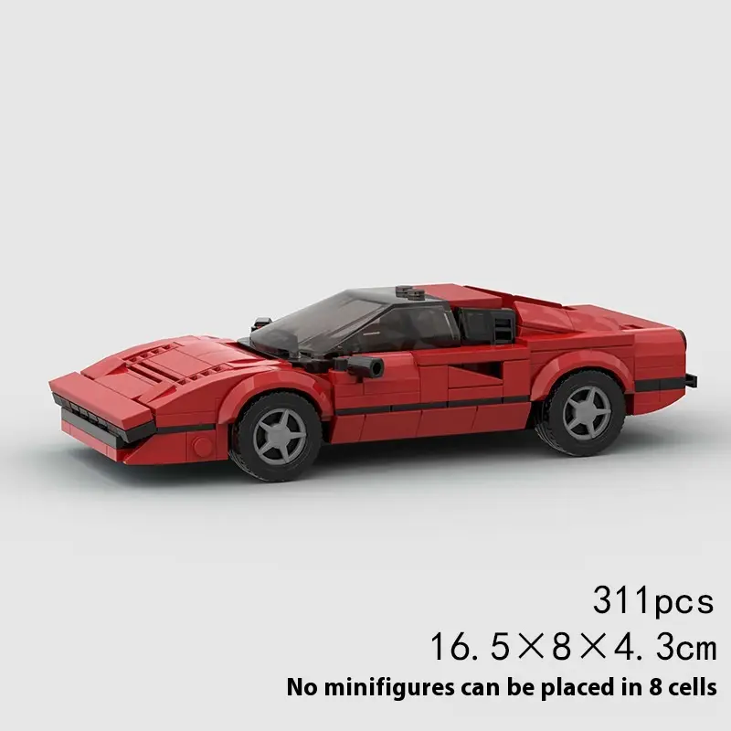 Small Particles Red Race Sports Car Children's Building Blocks Toys