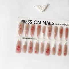 National Style New Long Tip Autumn And Winter Manicure - Yellow And Rose - View 1
