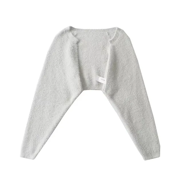 Furry Long Sleeve Short Loose Blouse Outer Sweater Coat For Women Light Gray - Shop at LoveMi