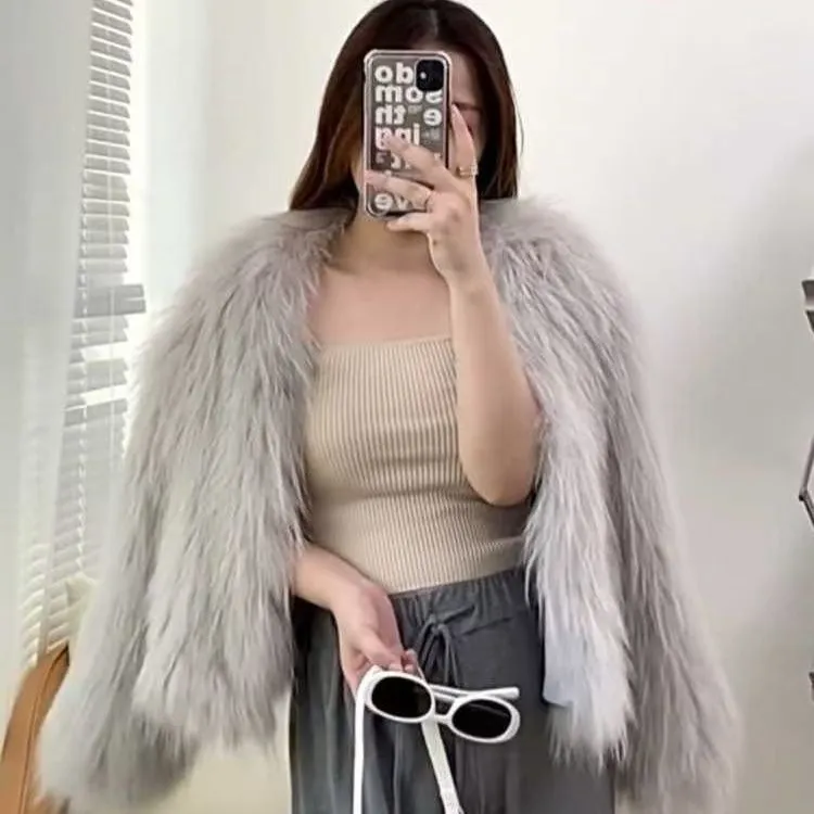 Toka Imitation Fox Fur Fur Women's Short - Gray