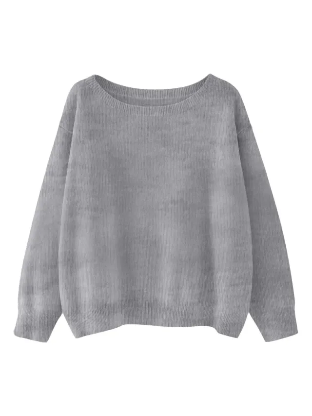 Autumn And Winter Round Neck Loose And Lazy Style Pullover Gray - Shop at LoveMi