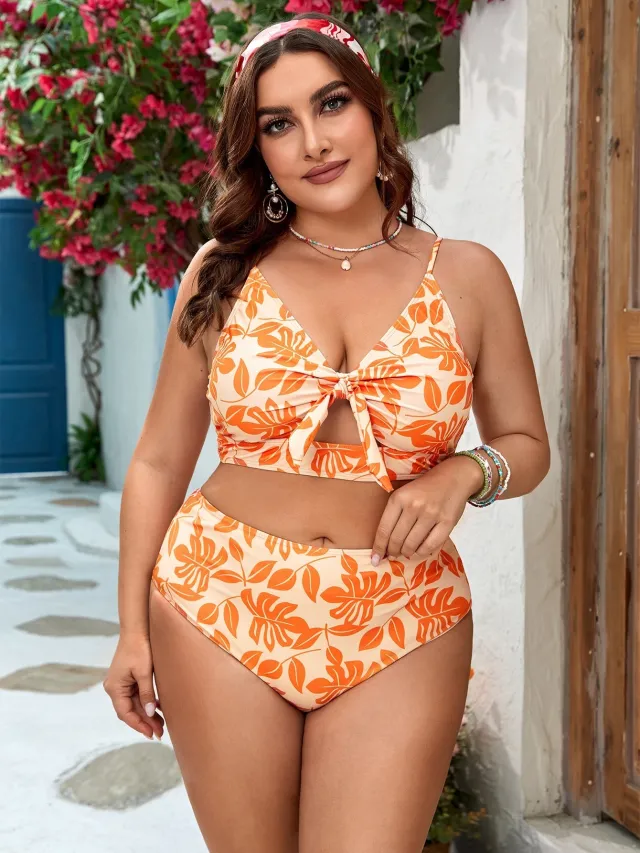 Fat Woman Cross border Printed Bikini Picture Color Xxxl - Shop at LoveMi