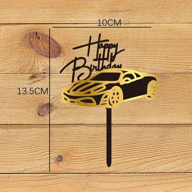 Motorcycle Car Birthday Cake Insertion Party Decoration Black Gold Sports Car Hb - Shop at LoveMi