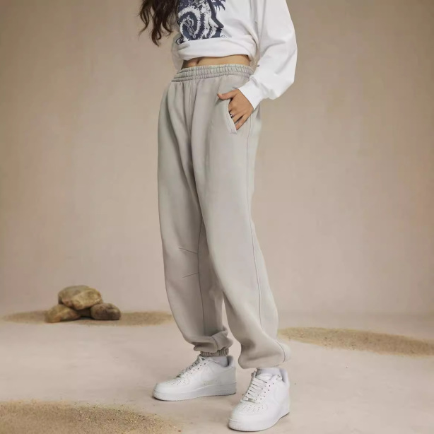 High Street American Retro Washed Distressed Batik Fleece Ankle-tied Casual Sweatpants Male