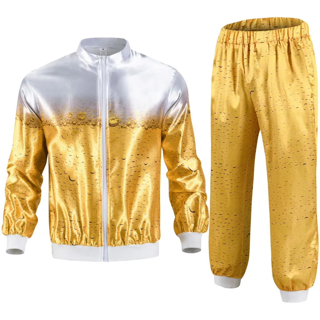 Disco Sportswear Jacket And Pants Jogging Vintage Style Theme Party - Beer Sportswear