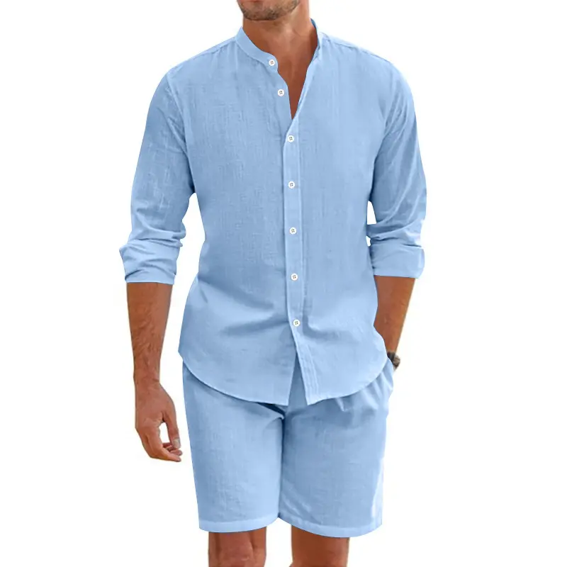 Summer Short Shirt Suit Fashion Lapel Button