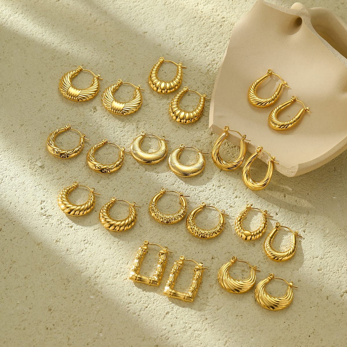 New Textured Titanium Steel Earrings