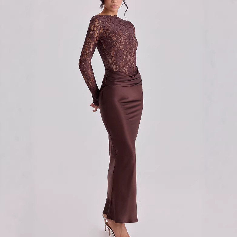 Hip-hugging Lace-spliced Mermaid Skirt For Women