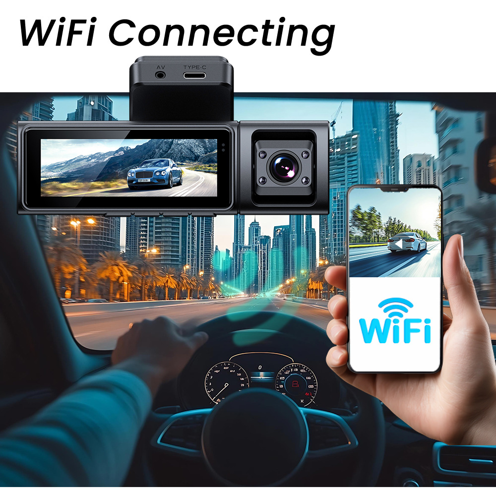 Three-record Driving Recorder WIFI Mobile Phone Interconnection GPS Driving Track Monitoring